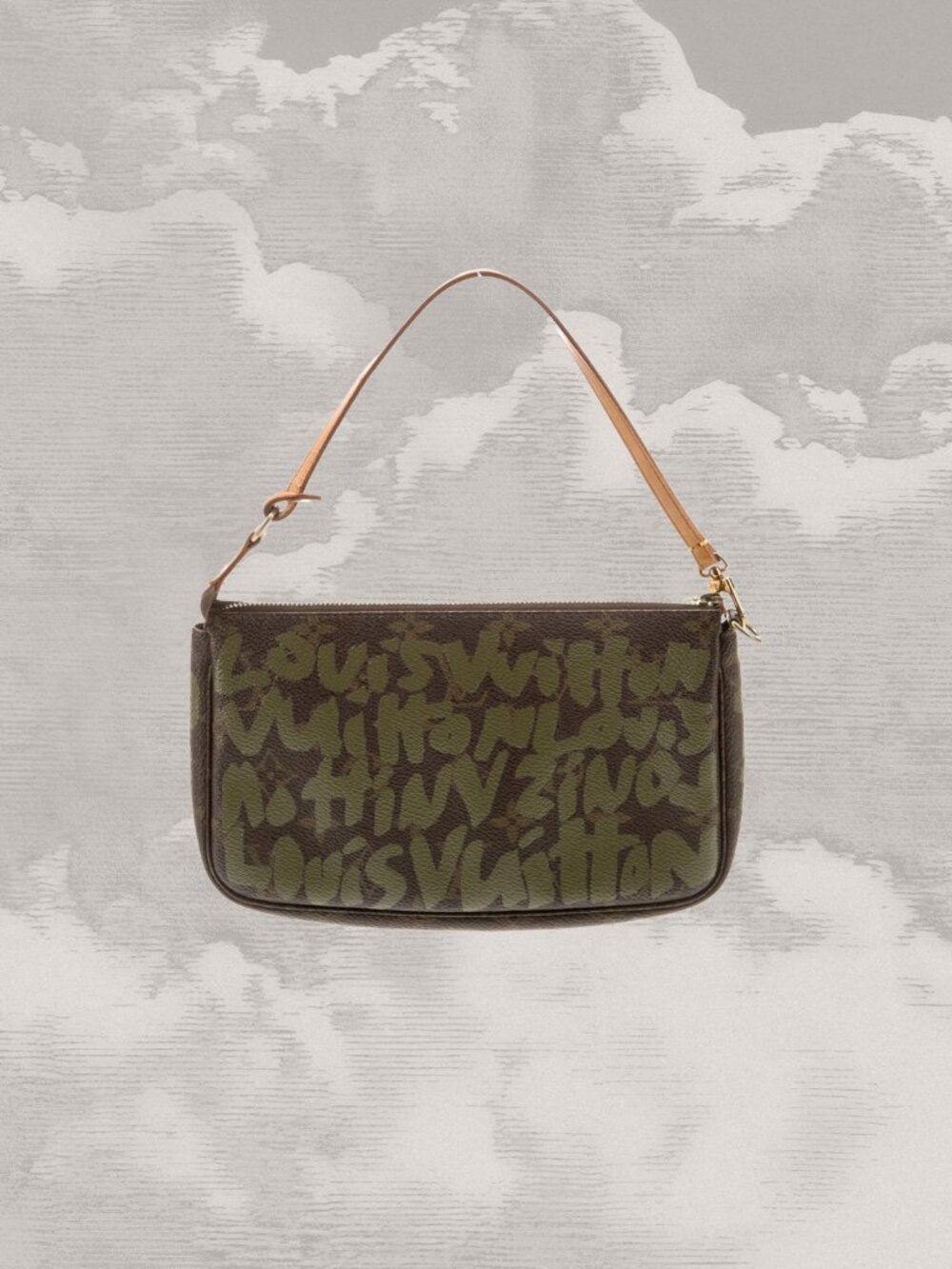 LOUIS VUITTON Graffiti Bag Pochette Pouch Green Stephen Sprouse Monogram
